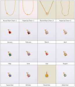 Kalung Wanita Y269 Grosir, Lapisan Emas 18K PVD, Liontin Batu Kelahiran Bentuk Kotak Zirkon Warna-warni - Product Image 6