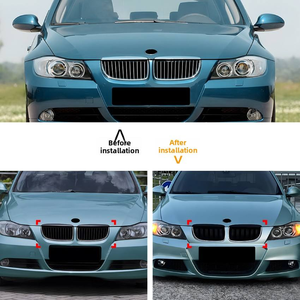 Calandre avant noire style double lamelles en plastique ABS pour BMW Série 3 E90 E91 2005-2008 pré-LCI, modification automobile avec éclairage - Product Image 5
