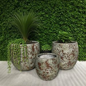 Grand pot de fleurs d'intérieur en fibre de ciment émaillé style vintage, écologique et durable, 10x10x10cm, pour jardin, maison et bureau - Product Image 5