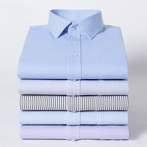 Camicia a maniche lunghe a righe RNSHANGER, nuova camicia formale traspirante da lavoro, senza bisogno di stiratura, per uomo. - Product Image 1