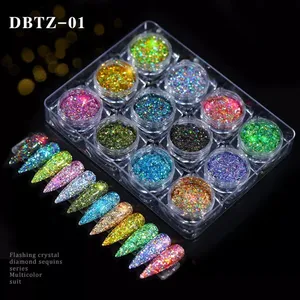 Nails Supplier Decorations 12 Grids Sugar Nail Art Glitter Mineral Sand Holographic Nail Glitters Powder