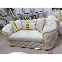 Canapé combiné moderne de luxe en acier inoxydable pour salon avec rembourrage en tissu et éponge, ensemble de meubles de salon