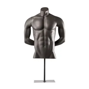 Chrome Hanger Plastic Half Body Torso Mannequin Muscle Male Adult