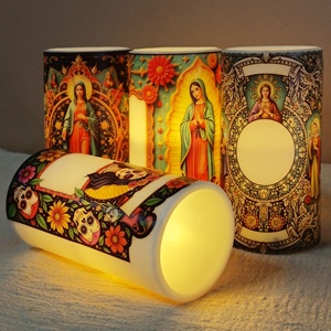 Christian Blessed Virgin Mary Ave Mary Impreso LED Pilar LED Vela Sin llama Parpadeo Religioso Eco Decoración Personalizada Al por mayor - Product Image 3