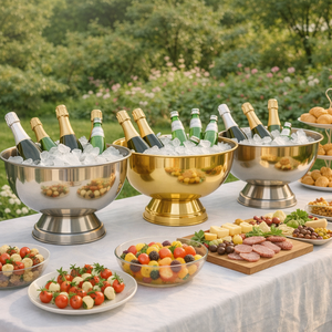 Grande Secchiello per Ghiaccio di Lusso in Acciaio Inox, Design Minimalista, Personalizzabile con Logo, Refrigeratore per Vino e Champagne, Accessori da Bar - Product Image 3