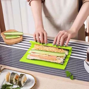 Reusable Eco-Friendly Silicone Sushi Roller <b>Mat</b> Washable Rice <b>Rolling</b> Maker Cake Roll Pad Dishwasher Microwave Safe Kitchen Tool - Product Image 3