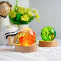 Support de Lampe LED USB en Bois Massif 5-8cm, Base d'Affichage, Veilleuse, Sous-Verre Lumineux pour Bouteille, Support Décoratif pour Ornement en Verre Boule de Cristal