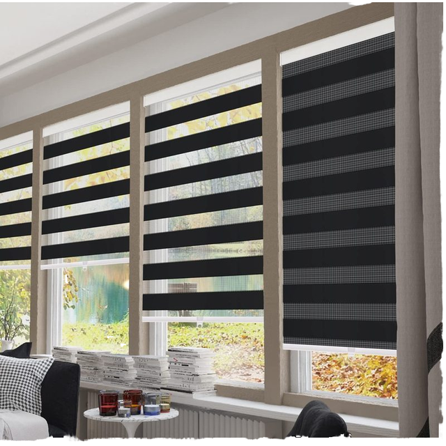 Smart Roller Blackout Double Layers Wifi Control Motorized Day and Night Electric Office Zebra Blinds for Living Room