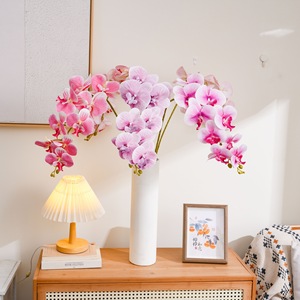 Fleur artificielle d'orchidée Phalaenopsis Huaxi Yujiu, blanche, rose, violet clair, en PVC souple, décorations de mariage, style INS, vert - Product Image 1