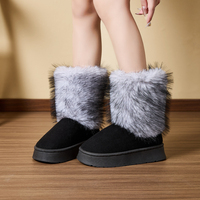 ZULEMEI GBA Bottes d'hiver pour femmes, tige en faux daim, semelle intermédiaire en fourrure, imperméables, antidérapantes, plateforme à la cheville