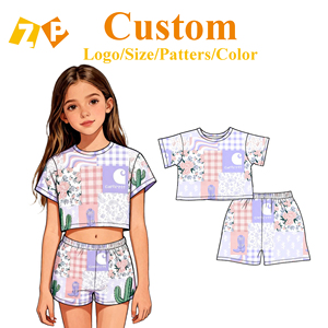 Set Estivo per Bambini ZhengPai, Abbigliamento Personalizzato in Stile Occidentale, Top Comodo e <span class=keywords><strong>Pantaloncini</strong></span> in Seta di Latte per Ragazze - Product Image 1