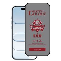 Protection d'écran en céramique anti-espion 9D Nano de haute qualité, dureté 9H, pour iPhone 18 Pro, 17 Pro, 15 Pro Max