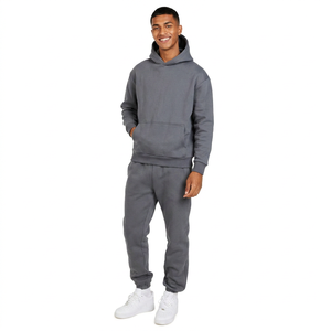 Ensemble de survêtement de sport pour homme 100% coton, motif uni, survêtement de football pour l'hiver - Product Image 1