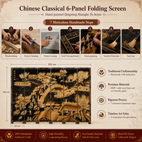 Paravent haut de gamme peint à la main pour le Festival Qingming MF-P3102B, cloison en bois à 6 panneaux