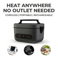Lonchera Eléctrica Inalámbrica Recargable con Autocalentamiento, 12000mAh, 1.2L, Calentador de Alimentos con Calentamiento Rápido de 5 Lados para Oficina, Auto y Exteriores