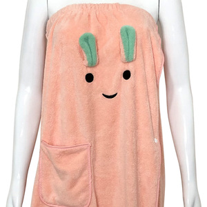 Conjunto de Bata de Baño con Orejas de Conejo Xinshang, Color Morado, para Adultos, de Forro Polar de Poliéster, de Secado Rápido, para Uso Doméstico - Product Image 3