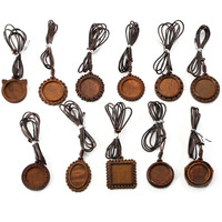 Cabochon en bois pendentif plateaux bricolage cordon en bois collier ébauches de base pour la fabrication de bijoux