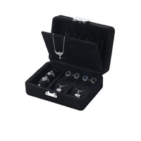Boîte de rangement à bijoux en velours avec logo personnalisé, double couche, pour voyage, rangement de bijoux, boîte de présentation pour bagues, boucles d'oreilles, colliers, bracelets