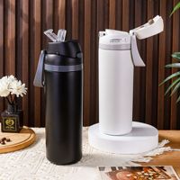 Cross-border nieuwe stijl fruitbeker 304 roestvrijstalen vacuüm geïsoleerde tumbler met rietje en PP deksel, modern minimalistisch design, draagbaar