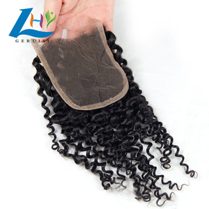 Pelo virgen rizado Jerry de alta calidad, extensiones de cabello humano brasileño con cierre de encaje hd, 4x4 - Product Image 3