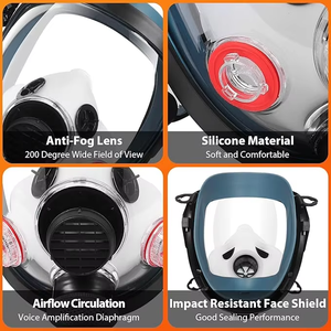 Masque respiratoire intégral avec lentille anti-buée, en TPE, réutilisable, lavable, protection chimique 3 couches, filtre vapeurs organiques - Product Image 2