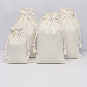 Factory Custom High Quality <b>Recyclable</b> Cotton Canvas Drawstring <b>Bag</b> with White Muslin for Jewelry and Dust Cover Use - Product Image 5