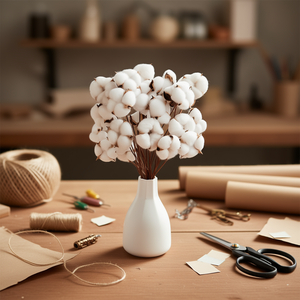 Tallos de algodón natural secos DomeStar de 15 pulgadas de altura para rellenos de jarrones y manualidades DIY - Product Image 2