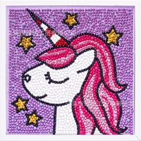 Peintures Diamantées DIY Faits Main pour Murale, Motif Licorne de Dessin Animé, Cadre Inclus, Vente en Gros Transfrontalière, Station Indépendante