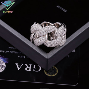 Bague 3 rangs en moissanite VVS plaqué or argent sterling 925 certifiée GRA, passe le testeur de diamant, sertissage griffe, style hip-hop, cadeau - Product Image 5