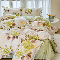 Parure de lit 3-en-1 en coton épais Nantong Home Textile 13376, motif floral imprimé réactif, confortable, toutes saisons
