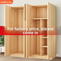 Armoire moderne nordique à 4 portes en bois massif, design autoportant et montage simple pour le rangement des vêtements dans la chambre