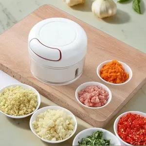 Mini picadora de ajo portátil, procesador de alimentos Manual con cuerda para tirar para utensilios de cocina para picar verduras y frutas
