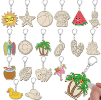 Sommer-Strand-Thema Unfertiger Holz-Schlüsselanhänger DIY Blanko-Holzausschnitt Schlüsselring Kinder-Malerei-Bastelset Ozean-Party-Ornament