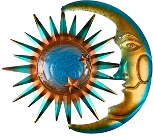 Sculpture murale en métal sculpté 3D Soleil et Lune <span class=keywords><strong>LIFFY</strong></span>, Art Déco, décoration murale suspendue, cadeau pour chambre, jardin, patio, ferme - Product Image 1