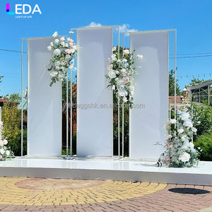 Support de toile de fond métallique LEDA de haute qualité pour décoration de mariage en extérieur, ensemble de panneaux de fond pour fêtes - Product Image 1