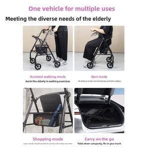 Déambulateur pliable multifonctionnel à quatre roues avec chariot de courses pour personnes âgées, aide à la mobilité - Product Image 5