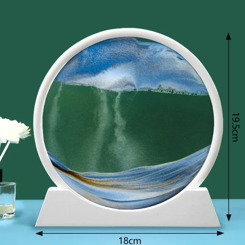 Жидкий движущийся песок XINBAOHONG, художественное изображение, круглые 3d-песочные часы, глубоководный морской песок, 7 дюймов, 12 дюймов, для домашнего декора