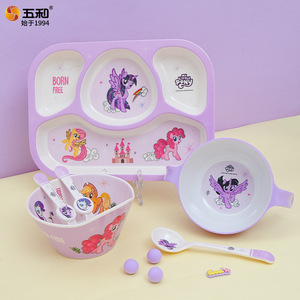 My Little Pony Childrens Melamine Tableware Set Divided Plates Bowls With Spoons For Kids Food Grade Safe Non Toxic - Product Image 3