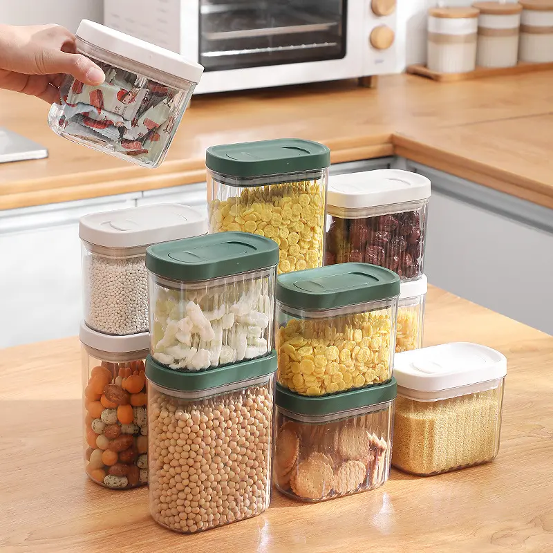 850ml Slide Lock Sealing Jar Square Plastic Food Storage Jar