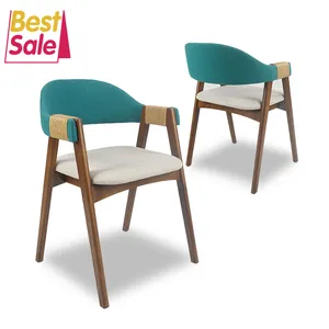 商用现代织物木质高端室内装潢座椅和靠背木质咖啡厅餐桌椅