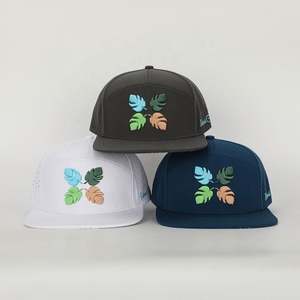 Wholesale Custom Embroidery Logo 7 Panel Flat Brim Hat High Quality White Polyester Sport Gorras,Laser Cut Hole <b>Snapback</b> <b>Cap</b> - Product Image 2