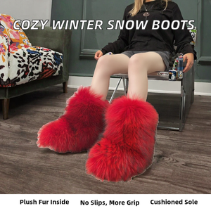 <span class=keywords><strong>Bottes</strong></span> d'hiver élégantes et confortables pour femmes, <span class=keywords><strong>bottes</strong></span> de neige de luxe en polyester doublées de fourrure, semelle épaisse antidérapante, bottines mi-mollet, couleurs unies - Product Image 2