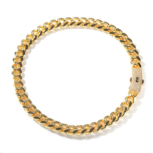 <span class=keywords><strong>Bracciale</strong></span> in Acciaio Inossidabile Placcato Oro 18k, Stile Popolare Hip Hop Miami, <span class=keywords><strong>Collana</strong></span> da <span class=keywords><strong>Uomo</strong></span> con Chiusura a S, Catena Cubana - Product Image 6