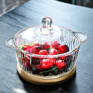 Chất lượng cao mới nhất cao Borosilicate nhà bếp nhà kính món ăn nồi rõ ràng Bộ đồ ăn thực phẩm bát thủy tinh với nắp - Product Image 4