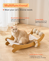 Hamac à cadre d'escalade en bois pour chat avec jouets en boule de sisal solide et durable adapté à tous les types de chats qui jouent et se détendent à l'intérieur