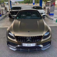 Lip Bumper Depan untuk Mercedes Benz C Class W205 C63 2015-2021 Hanya untuk Mobil Upgrade Body Kit 3 Bagian Serat Karbon