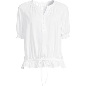 FOXA Women's Elbow Sleeve Lightweight Jersey Blouse With Gathered Adjustable Hem Casual Everyday Wear - Product Image 3