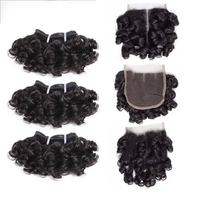 Nouveaux lots de cheveux humains Remy à boucles Fumi naturelles, <span class=keywords><strong>double</strong></span> trame, vente en gros populaire, 100% cuticules alignées, extensions de cheveux humains - Product Image 3