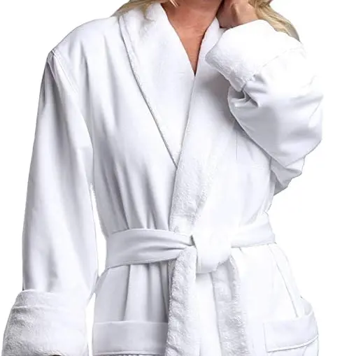 S & J peluche doublé microfibre coton éponge bas quantité minimale de commande Spa hôtel Robe unisexe blanc luxe bonne qualité hôtel peignoir