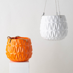 Pots à fleurs géométriques de style nordique, en céramique, à suspendre au mur, avec corde, fil métallique, pots suspendus - Product Image 2